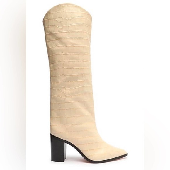 Schutz Analeah Egg Shell Croc Boots - Picture 1 of 13